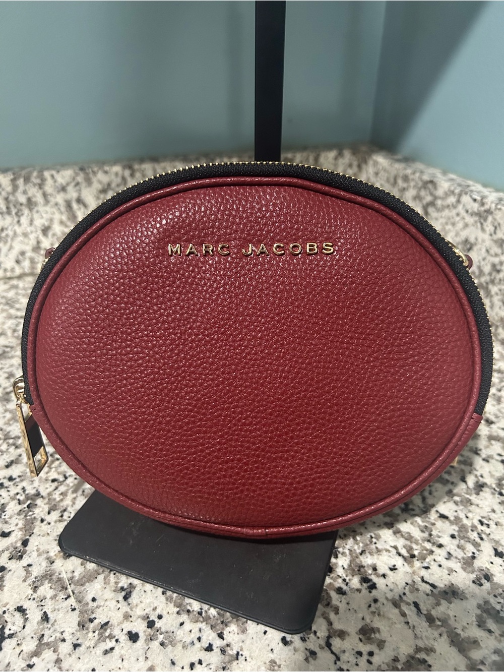 Marc Jacobs Burgundy Pebbled Leather Oval Crossbody